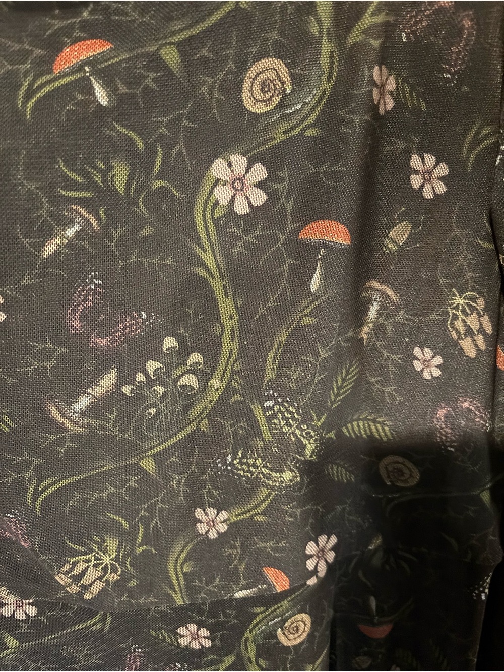 Mushroom flower dress sheer w long bell sleeves hot topic plus size 2 - Picture 4 of 6